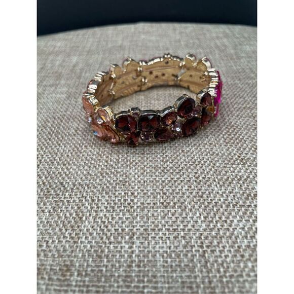 Women's Austrian Crystal Teardrop 2 Layer Marquise Cut Stretch Bracelet - Picture 7 of 9